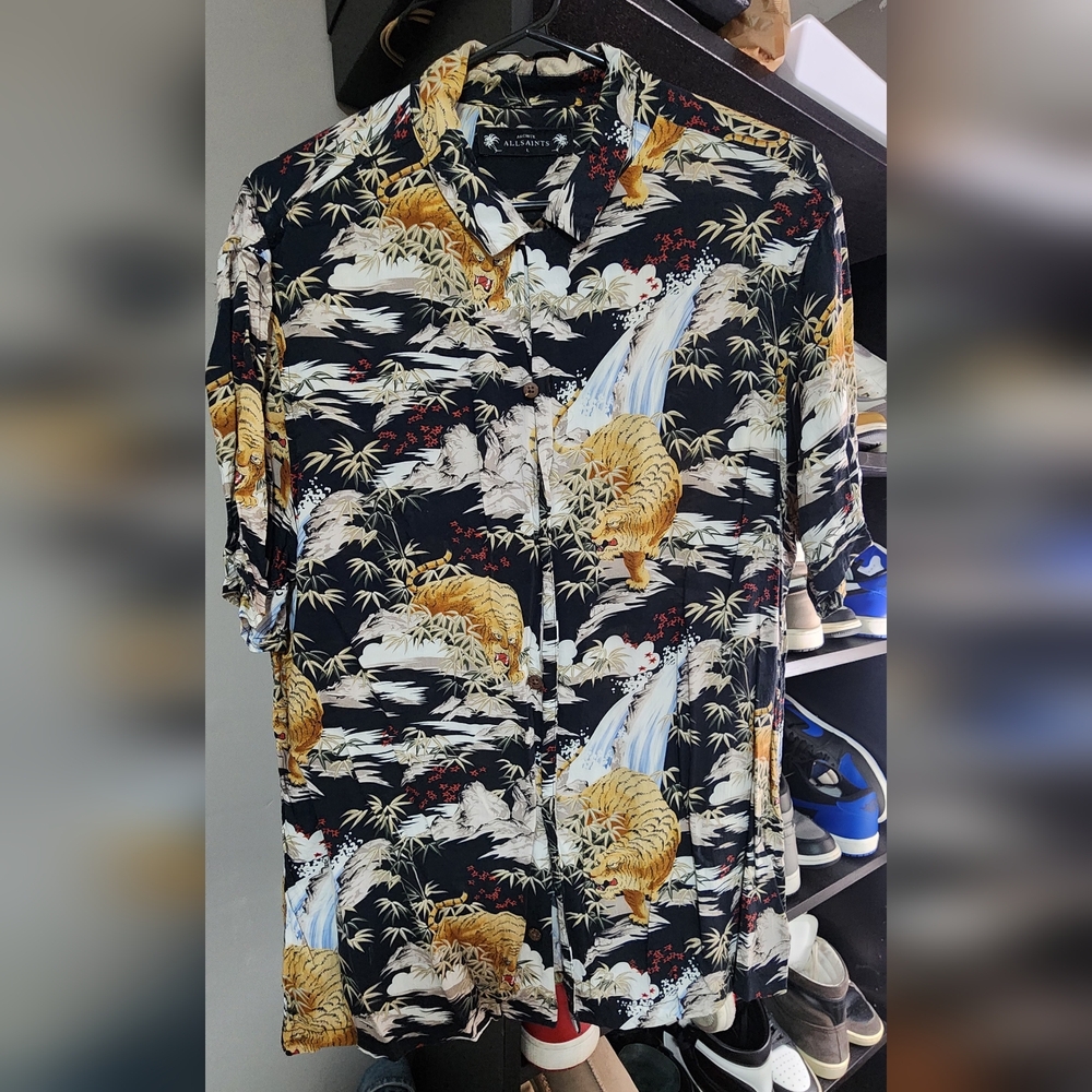 All Saints Tiger Black Button Up